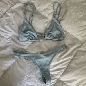 White Fox Boutique Bikini Swimsuit XS Small Baby Blue